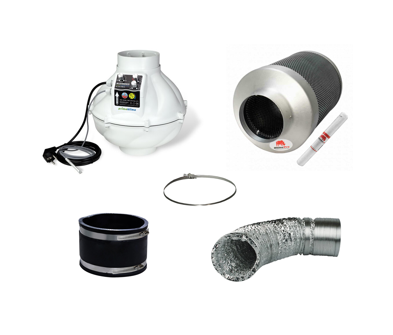 Abluft Komplett Set Pro Prima Klima Silenced Whisperblower EC-TC Temperaturgesteuert 125mm